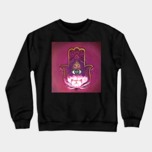 Hand of Fatima - Hamsa hand with om all seeing eye Crewneck Sweatshirt